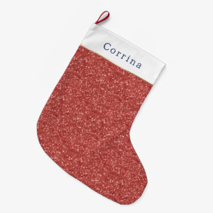Glitzy Red Glitter Christmas Large Christmas Stocking