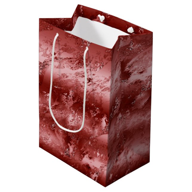 Glitzy Red Ombre Marble     Medium Gift Bag (Front Angled)