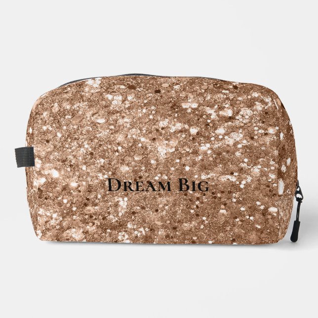 Glitzy Rose Gold Chunky Glitter Dopp Kit (Front)