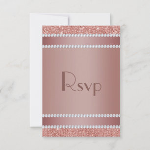 Glitzy Rose Gold & Diamond Gem Birthday Party RSVP Card