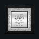 Glitzy Silver & Black 25th Wedding Anniversary    Gift Box<br><div class="desc">Beautiful romantic, elegant glitzy and sparkly 25th Wedding Anniversary gift box. With a shiny glittery sequin silver border frame over a double silver and single black background..This example is for a 25th Silver Wedding Anniversary but can be used for any event. All text, font and font colour is fully customizable...</div>