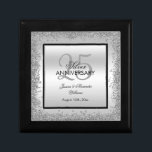 Glitzy Silver & Black 25th Wedding Anniversary    Gift Box<br><div class="desc">Beautiful romantic, elegant glitzy and sparkly 25th Wedding Anniversary gift box. With a shiny glittery sequin silver border frame over a double silver and single black background..This example is for a 25th Silver Wedding Anniversary but can be used for any event. All text, font and font colour is fully customizable...</div>