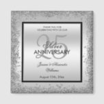 Glitzy Silver & Black 25th Wedding Anniversary    Magnet<br><div class="desc">Beautiful romantic, elegant glitzy and sparkly 25th Wedding Anniversary thank you favour magnet. With a shiny glittery sequin silver border frame over a double silver and single black background..This example is for a 25th Silver Wedding Anniversary but can be used for any event. All text, font and font colour is...</div>