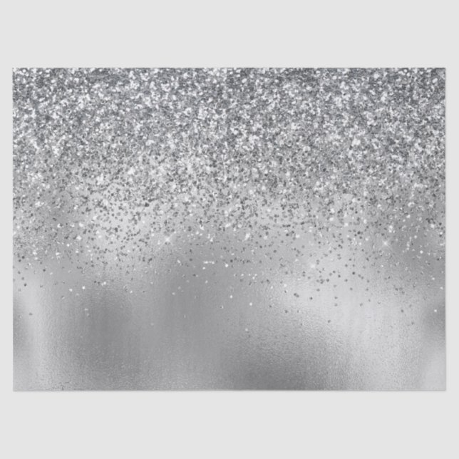 Glitzy Silver Glam Sparkle Glitter Tissue Paper (Front)