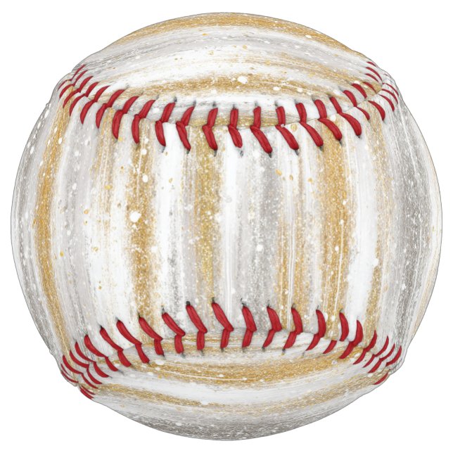Glitzy Silver Gold Sparkle Stripes Softball (Front)