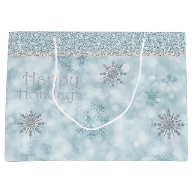 Glitzy Snowflakes Holiday Gift Bag (Front)