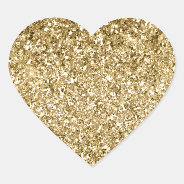 Glitzy Sparkle Gold Glitter     Heart Sticker (Front)