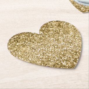 Glitzy Sparkle Gold Glitter Paper Coaster