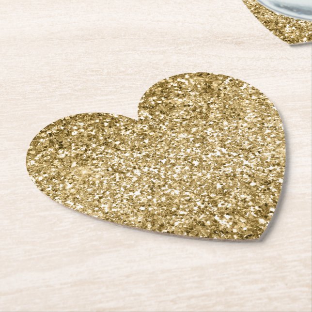 Glitzy Sparkle Gold Glitter           Paper Coaster (Angled)