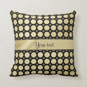 Glitzy Sparkly Faux Gold Glitter Buttons Throw Pillow