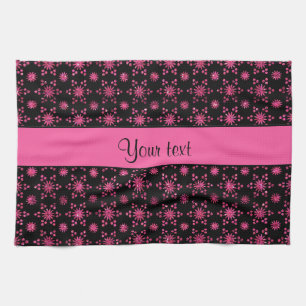 Glitzy Sparkly Hot Pink Glitter Stars Kitchen Towel