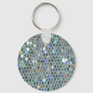 Glitzy Sparkly Silver Glitter Bling Keychain