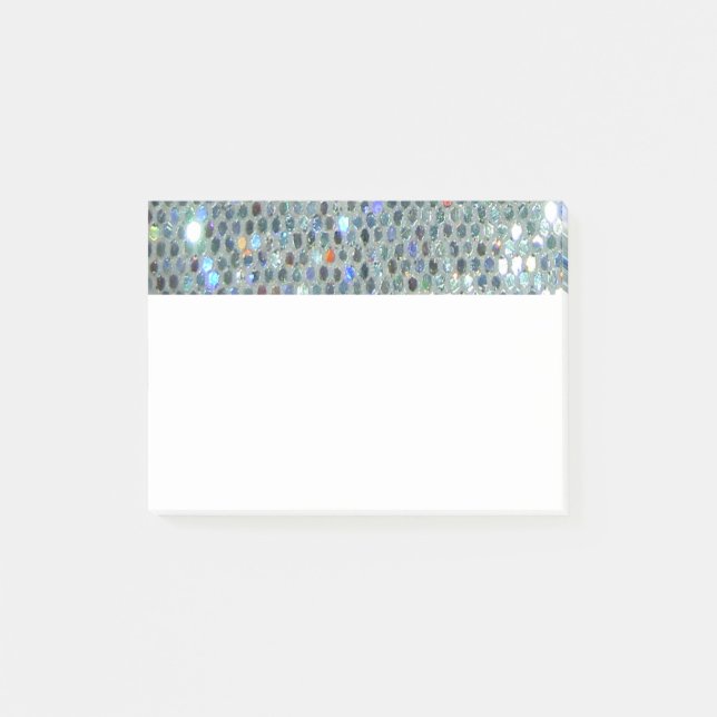 Glitzy Sparkly Silver Glitter Bling Post-it Notes (Front)