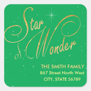 Glitzy Star of Wonder Festive Gold Glitter Square Sticker