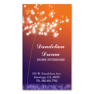 Glitzy Twilight Dandelion Magnetic Business Cards