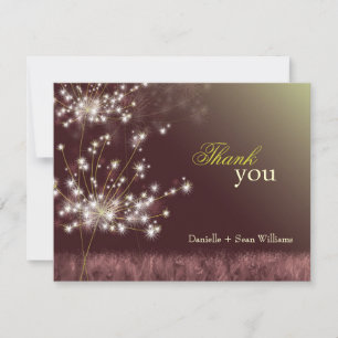 Glitzy Twilight Dandelions Wedding Thank You Card