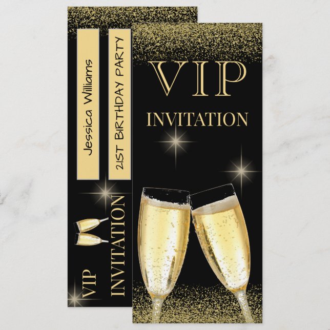 Glitzy VIP Birthday Party Invitation (Front/Back)