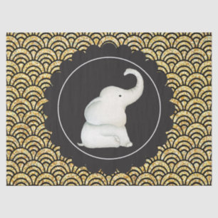 Glitzy white elephant Christmas party tissue Tissue Paper