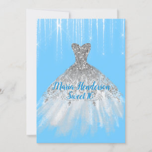 Glitzy Winter thème doux 16 Invitation anniversair