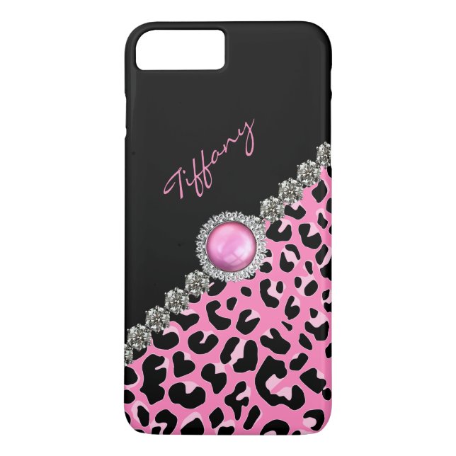 Glitzzy Pink Jaguar Print iPhone 7 Plus Case (Back)