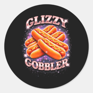 Glizzy Gobbler Funny Hot Dog Meme Space Aesthetic Classic Round Sticker