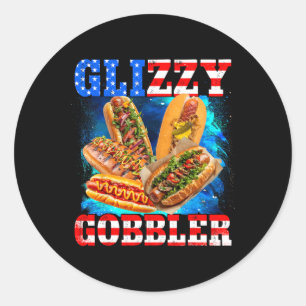 Glizzy Gobbler Funny Hotdog 4th Of July Bbq Patrio Classic Round Sticker