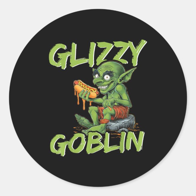 Glizzy Goblin Funny Glizzy Gobbler Hot Dog Lover  Classic Round Sticker (Front)