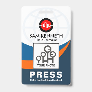 Global Blue Curvature Waves Press Photo Template Badge