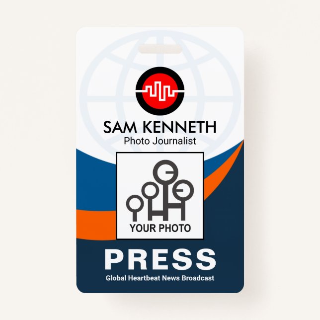 Global Blue Curvature Waves Press Photo Template Badge (Front)