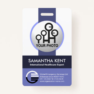 Global Blue Shades Stripe Photo Template Staff ID Badge