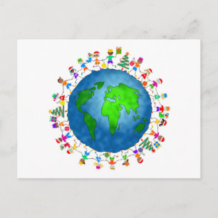 Global Christmas Kids Holiday Postcard