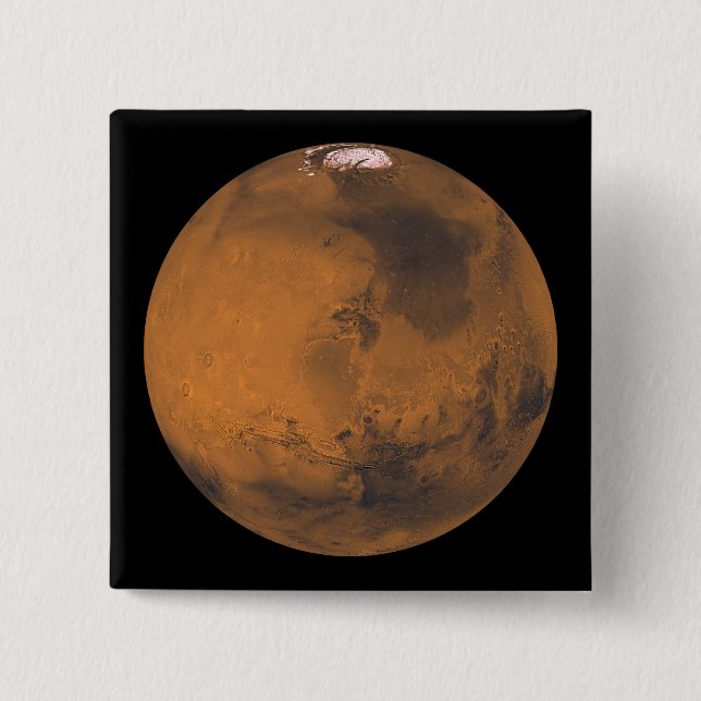 Global Colour View of Mars 2 Inch Square Button (Front)
