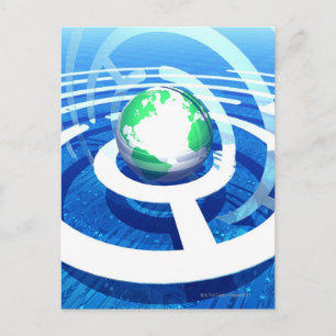 Global communication, conceptual computer 2 postcard
