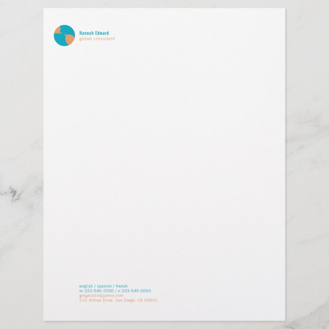 Global Communications Icon Letterhead (Front)