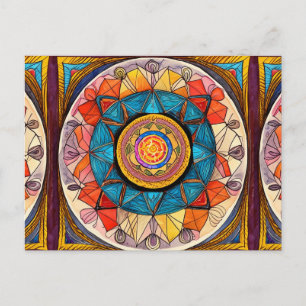 Global Community Tribal Roots Sacred Geometry Guru Postcard