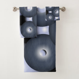 Global Concentric Circle Orbital Abstract Art Bath Towel Set