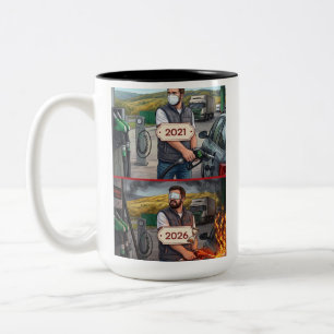 Global Crisis Edition - Fuel & Inflation Satire  Two-Tone Coffee Mug