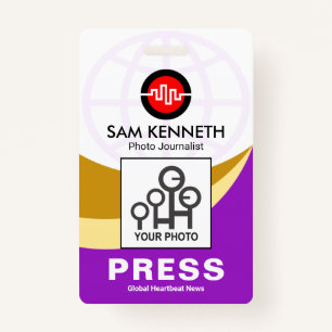 Global Curvature Waves Press Photo Template ID Badge