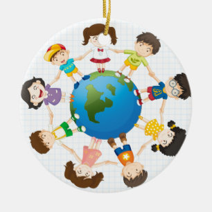 Global diversity ceramic ornament