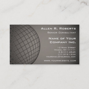 Global Elegance Earth Globe Silver Brown Modern Business Card