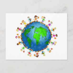 Global Fall Kids Postcard