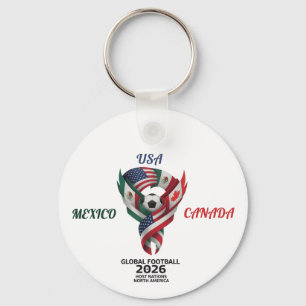 Global Football 2026 Keychain  Mexico USA Canada 