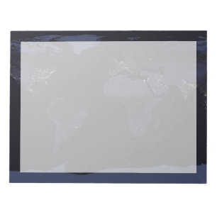 Global Map Earth's City Lights At Night. Notepad