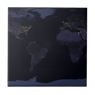 Global Map Earth's City Lights At Night. Tile