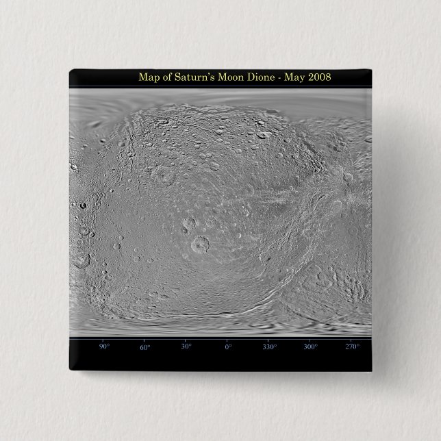 Global map of Saturn's moon Dione 2 Inch Square Button (Front)