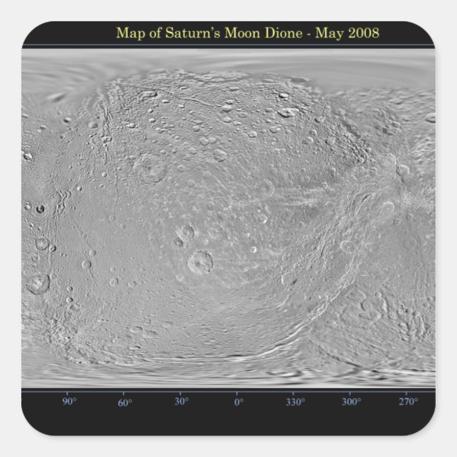 Global map of Saturn's moon Dione Square Sticker (Front)