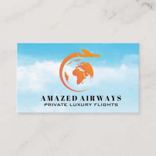 Global Map Plane Flying Business Card