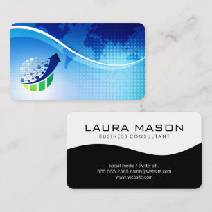 Global Network Logo World Map Corporate Business Card