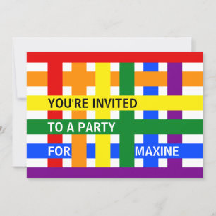 Global Peace Hug Abstract Colourful Stripe Party Invitation