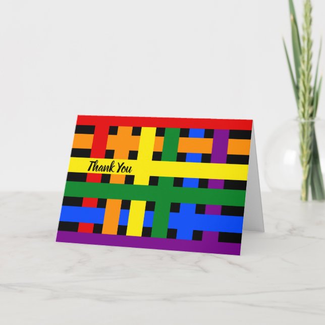 Global Peace Hug Abstract Colourful Thank You Card (Front)